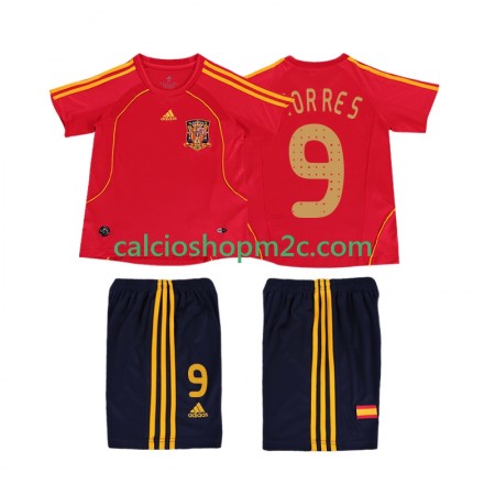 Spagna TORRES 9 2008 Retro Bambino Maglia Prima Manica Corta